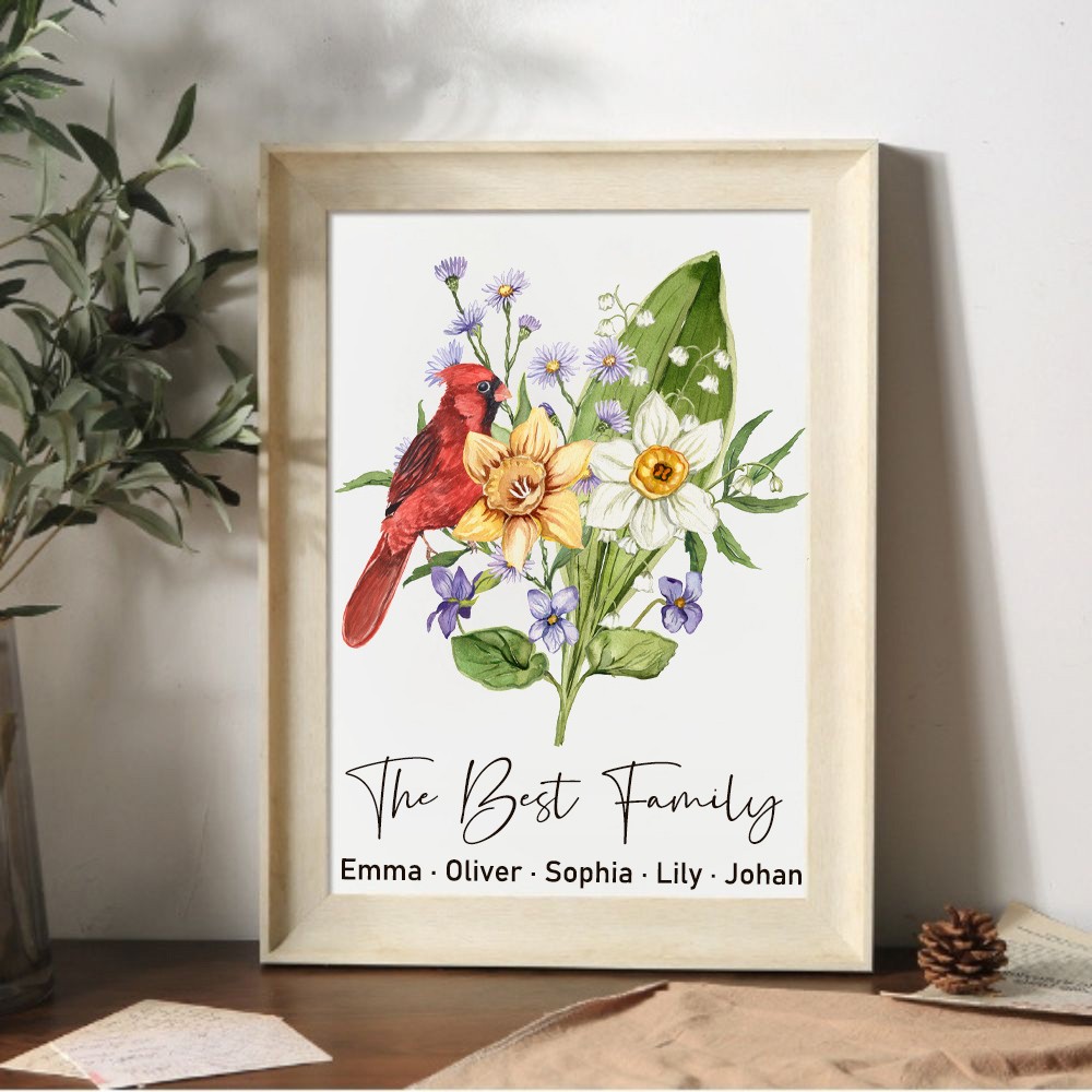 Personalized Birth Month Flower with Grandkids Names, Mothers Day Gift for Mum,Gigi, Grammy, Mom, Nana