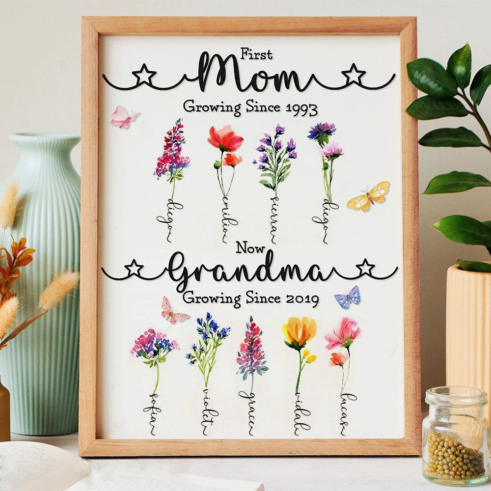 Gift From Grandkids, Nana Gift, Mommy Flower, Mother's Day Gift, Gift For Mom, Gift For Mother, Firstmom Nowgrandma.