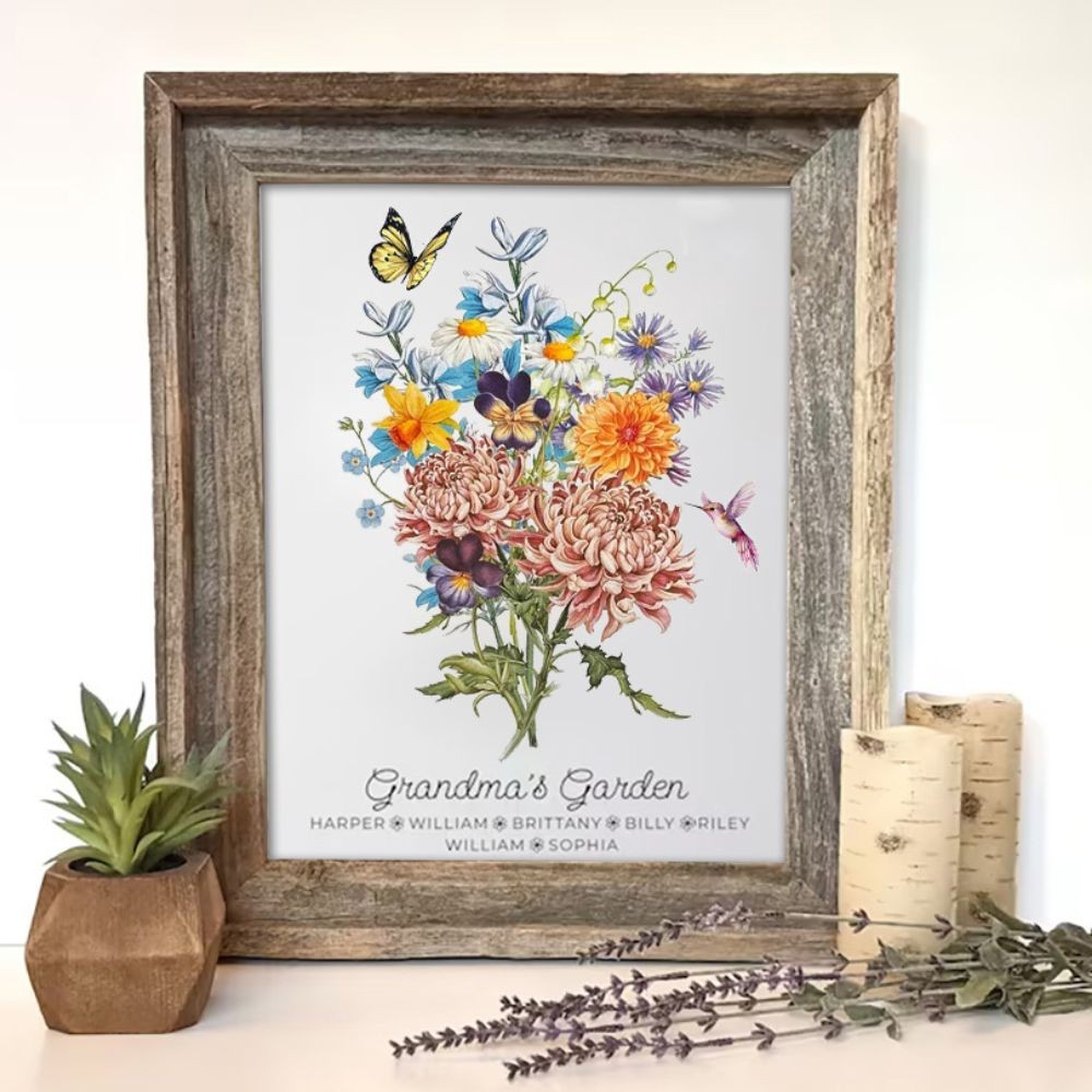 Personalized Birth Month Flower with Grandkids Names, Mothers Day Gift for Mum,Gigi, Grammy, Mom, Nana