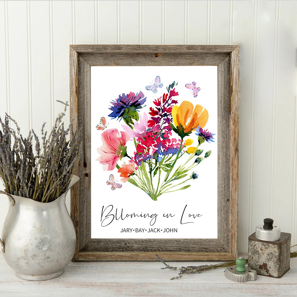 Personalized Birth Month Flower with Grandkids Names, Mothers Day Gift for Mum,Gigi, Grammy, Mom, Nana