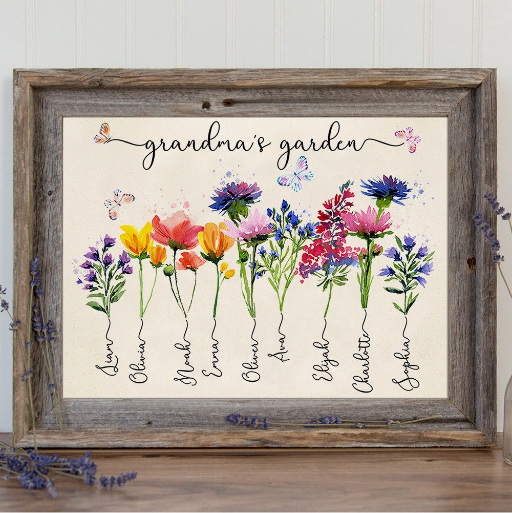 Personalized Birth Month Flower with Grandkids Names, Mothers Day Gift for Mum,Gigi, Grammy, Mom, Nana