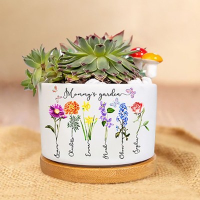 Personalized Birth Month Flower Pots with Grandkids Names, Mothers Day Gift for Mum,Gigi, Grammy, Mom, Nana