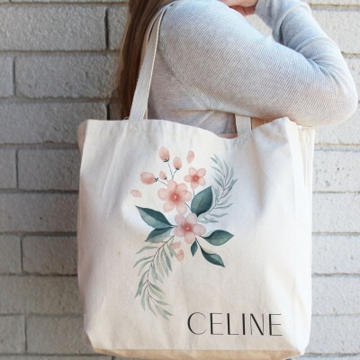 Bridesmaid Tote Bags, Personalized Bridesmaid Bags, Canvas Tote Bag with Zipper, Bridal Party Bridesmaid Gifts.