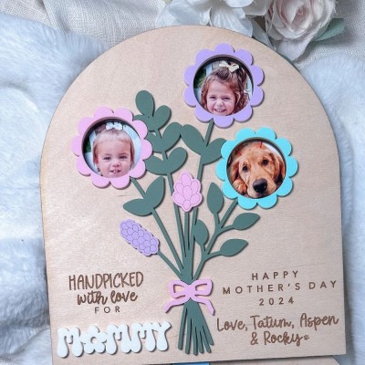 Mother's Day Flower Bouquet Photo Sign, Gift for Mom