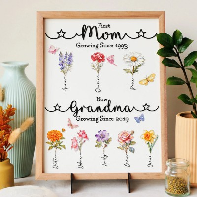 Gift From Grandkids, Nana Gift, Mommy Flower, Mother's Day Gift, Gift For Mom, Gift For Mother, Firstmom Nowgrandma.