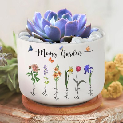 Personalized Birth Month Flower Pots with Grandkids Names, Mothers Day Gift