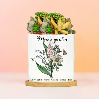 Personalized Birth Month Flower Pots with Grandkids Names, Mothers Day Gift for Mum,Gigi, Grammy, Mom, Nana