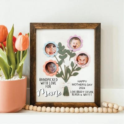 Mother's Day Flower Bouquet Photo Sign, Gift for Mom